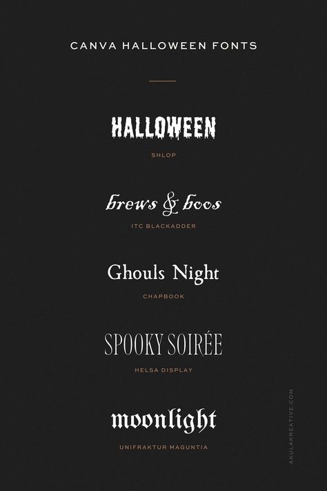 Looking for Halloween font inspo? Check out these Canva Halloween fonts for your October branding needs! Want more inspiration? Click for free color sheets to inspire your Halloween color palette needs. Canva Halloween, Halloween Color Palette, Spooky Font, Halloween Font, Canva Font, Font Pairings, Modern Brands, Font Combos, Halloween Graphics