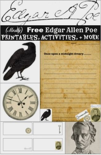 (Mostly) Free Edgar Allen Poe Printables, Activities, and Gifts Edgar Allen, Strange Tales, 8th Grade Ela, Teaching Lessons, Allen Poe, Free Printable Wall Art, Edgar Allen Poe, Fun Crafts To Do, Writing Templates