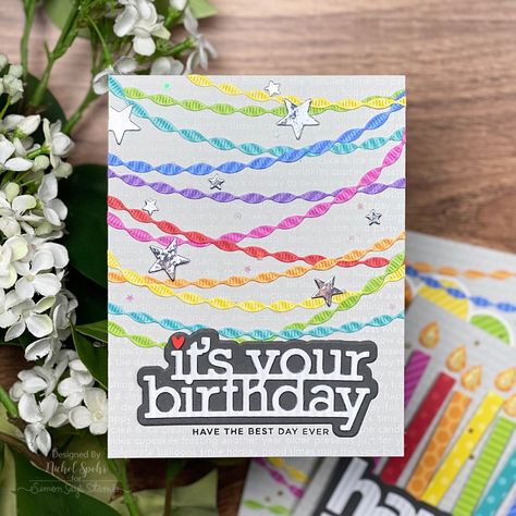 Making the Cut: Birthday Card Showcase - Simon Says Stamp Blog Birthday Streamers, Making The Cut, Simon Says Stamp Blog, Bday Cards, Candle Party, Making Cards, Die Cut Cards, Shrink Plastic, It's Your Birthday