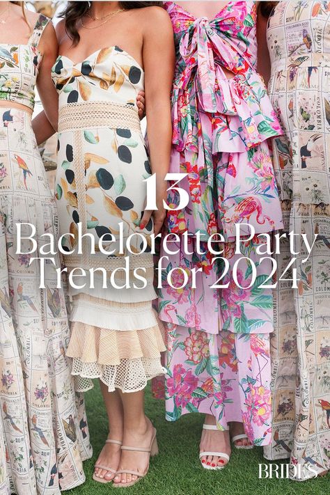 From unique destinations and DIY bartender classes to money-saving budget tools and outsourced content creation, these are the bachelorette party trends you can expect this year. Bachelorette Party Guest Outfit, Bachelorette Party Outfit For Bridesmaid, Bachelorette Party Outfits Group, Bachelorette Party Outfit Themes, Bachelorette Outfit Themes, Saving Budget, Unique Destinations, Bachelorette Party Destinations, Groom Style Wedding