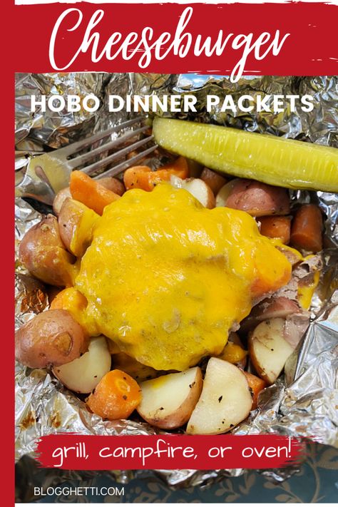 Cheeseburger Hobo Dinner Packets Hobo Dinner Recipes, Hobo Dinner, Tin Foil Dinners, Hobo Dinners, Homemade Cheeseburgers, Foil Pack Dinners, Foil Packet Dinners, Grilling Ideas, Foil Pack Meals