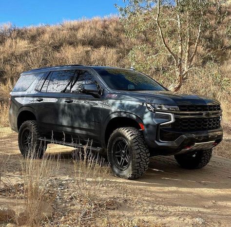 2021 Chevrolet Tahoe equipped with a Fabtech 3” Lift Kit and Dirt Logic 2.5 Coilovers 2021 Chevy Tahoe Z71 Lifted, Lifted Tahoe Z71, Lifted Tahoe 4x4, 2022 Chevy Tahoe Z71, Chevy Tahoe Lifted, Blacked Out Tahoe, Chevy Suv Tahoe, 2022 Tahoe, Lifted Tahoe