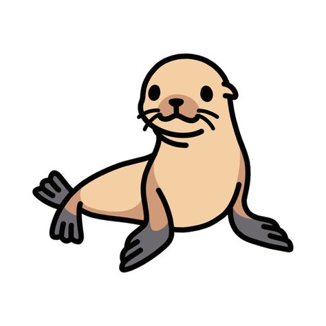 Cute sea lion Cute Sea Lion Drawing, Sea Lions Cute, Cute Sea Lion, Sealions Drawing, Cute Simple Animal Drawings, Seal Drawing Cute, Cute Sea Animal Drawings, Sea Animals Art, Sea Lion Drawing