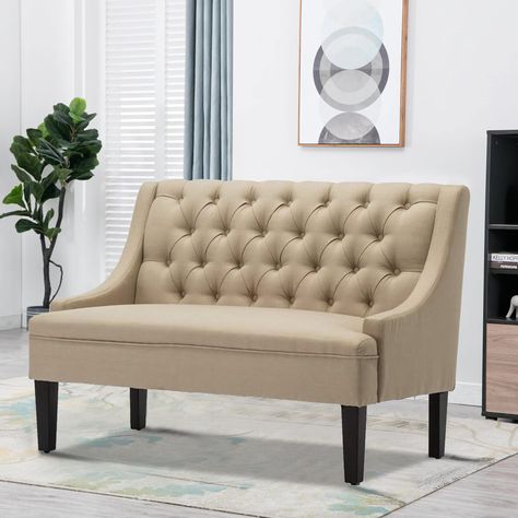 Entryway Settee, Modern Banquette Seating, Settee Dining, Button Tufted Sofa, Banquette Dining, Upholstered Banquette, Upholstered Settee, Settee Bench, Solid Wood Design