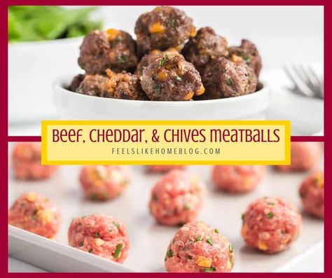 The best simple and easy ground beef meatballs - This healthy recipe is flavored with chives and cheddar cheese and baked to perfection without breadcrumbs. No bread makes this main dish low carb, gluten free, and keto and perfect for bariatric eating. #bariatriceating #gastricsleeve #gastricbypass Ground Beef Meatball Recipes, Beef Meatball Recipes, Spaghetti Sauce From Scratch, Gluten Free Pizza Recipes, Ground Beef Meatballs, Spicy Pizza, Stuffed Meatballs, Chicken Crust Pizza, Low Carb Meatballs