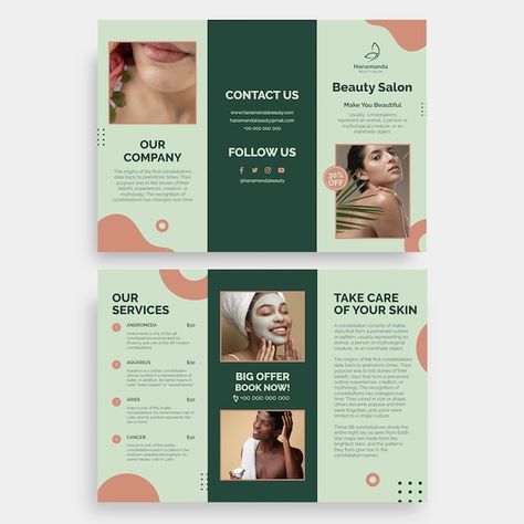 Spa Flyer Design, Beauty Salon Brochure, Template Layout Design, Beauty Brochures, Women Salon, Spa Brochure, Salon Gold, Simple Brochures, Spa Flyer