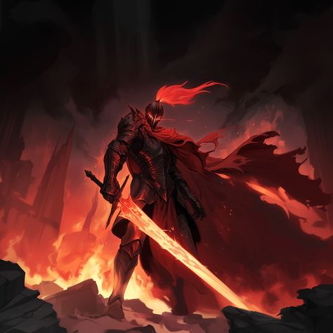 Fire Knight Art, Dark Fantasy Knight, Dark Knight Art, Fire Knight, Knight Rpg, Dragon People, Fire People, Fantasy Knight, Fire Giants