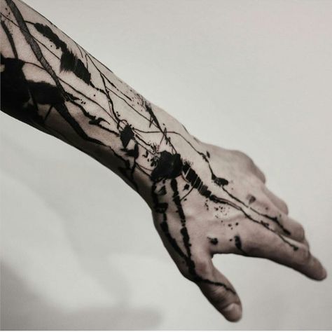 Paint Splatter Tattoo Black, Abstract Brush Strokes Tattoo, Blood Splatter Tattoo, Hand Stencil Tattoo, Ink Splash Tattoo, Ink Splatter Tattoo, Paint Splatter Tattoo, Black Watercolor Tattoo, Tattoo Types