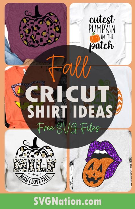 Fall Shirt SVG Files - Free Cricut Fall Shirt Ideas Easy Cricut Halloween Shirts, Diy Cricut Halloween Shirt, Svg Thanksgiving Shirts, Fall Graphic Shirts, Halloween Shirt Design Ideas, Free Fall Svgs For Cricut, Fall Svg Files Free Cricut, Diy Fall Shirts Vinyl, Fall Shirt Designs Svg