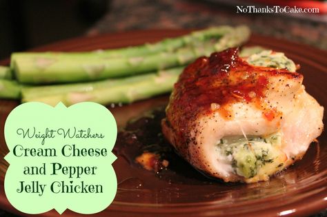 Weight Watchers Cream Cheese and Pepper Jelly Chicken | No Thanks to Cake Pepper Jelly Chicken, Cream Cheese And Pepper Jelly, Cheese And Pepper Jelly, Jalapeño Jelly, Easy Suppers, Pepper Jelly Recipes, Mouthwatering Food, Chicken Recipies, Party Hardy