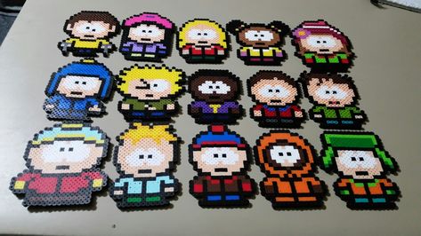 Southpark Pixel Art, Tweek And Craig Perler Beads, Butters Perler Beads, South Park Beads, South Park Perler, South Park Pearler Beads, Southpark Perler Beads, South Park Perler Beads, South Park Perler Bead Patterns