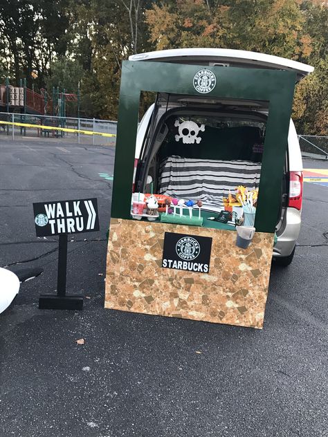 Starbucks Trunk Or Treat Ideas, Target Trunk Or Treat, School Fall Festival, Trunk Or Treat Ideas, Creative Party Ideas, Holidays Ideas, Minecraft House Tutorials, Fundraiser Ideas, Fall Festivities