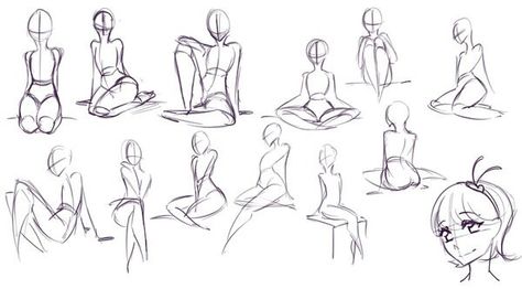 Sitting Pose Reference, Sketches Of People, Sitting Poses, Drawing Expressions, Poses References, Figure Drawing Reference, Anime Drawings Tutorials, Art Poses, Drawing Base