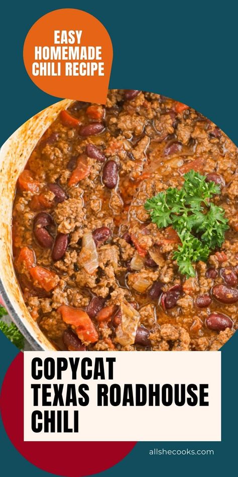 Roadhouse Chili Recipe, Texas Roadhouse Chili Recipe, Easy Homemade Chili Recipe, Ground Beef Beans, Easy Chili Recipe Crockpot, Winning Chili Recipes, Copycat Texas Roadhouse, Chili Seasoning Recipe, Easy Homemade Chili