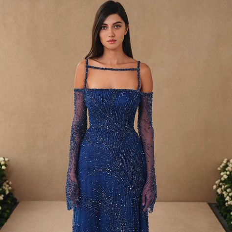 Item Number : SS396 Navy Blue Evening Dress with Long Sleeves Navy Blue Evening Dress, Wedding Dress Overskirt, Dubai Women, Blue Evening Dress, Burgundy Evening Dress, Pink Evening Dress, White Evening Dress, Red Evening Dress, Blue Evening Dresses