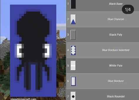 Squid Banner Minecraft, Halloween Banner Minecraft, Fish Banner Minecraft, Minecraft Fish Banner, Mc Banner Designs, Cool Minecraft Banners, Mc Banner, Minecraft Banner Patterns, Banner Patterns