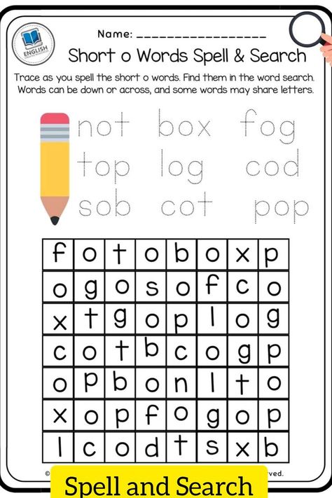 Word Search is a free online or printable puzzle game in which students search for spelling or vocabulary words Prek Reading, Word Puzzles For Kids, Remedial Reading, Reading Comprehension For Kids, English Grammar For Kids, Cvc Words Kindergarten, Word Family Worksheets, Grammar For Kids, O Words