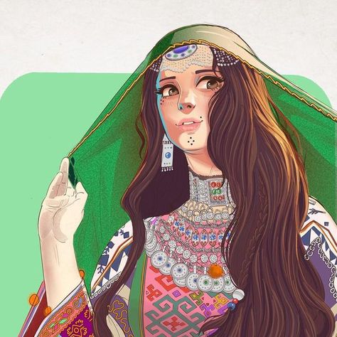 Afghan Cartoon, Afghan Art, Collage Photography, Girls Drawing, Afghan Girl, Youtube Channel Art, Art Painting Gallery, Illustration Character, Channel Art