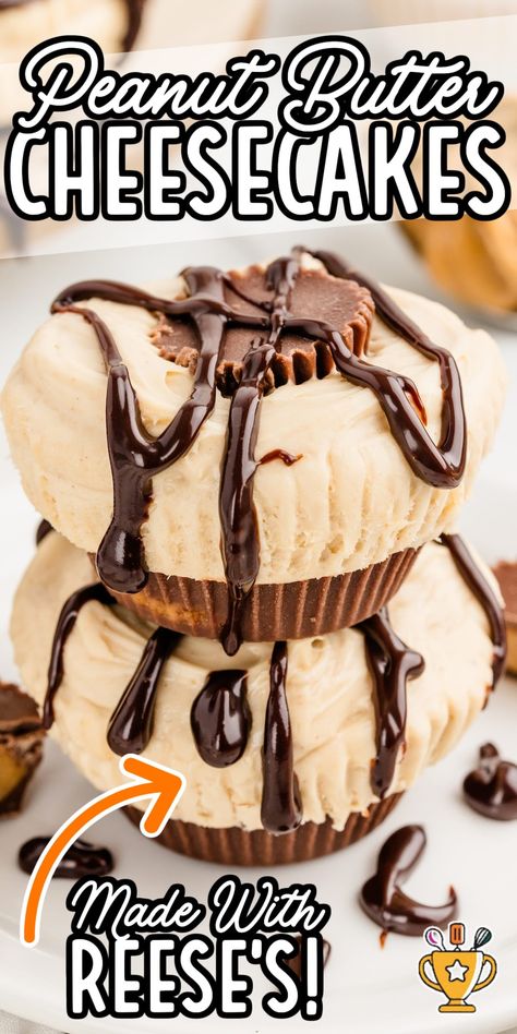 Mini Peanut Butter Cheesecakes are creamy, bite-sized treats with a rich peanut butter flavor and a crunchy cookie crust. These easy-to-make desserts are perfect for any occasion and sure to satisfy your sweet tooth! No Bake Peanut Butter Cheesecake Bites, Peanut Butter Cheesecake Recipes, Peanut Butter Cup Cheesecake, Mini Cheesecake Recipes, Chocolate Peanut Butter Pie, Fluff Desserts, Pie Bites, Homemade Cheesecake, Individual Desserts