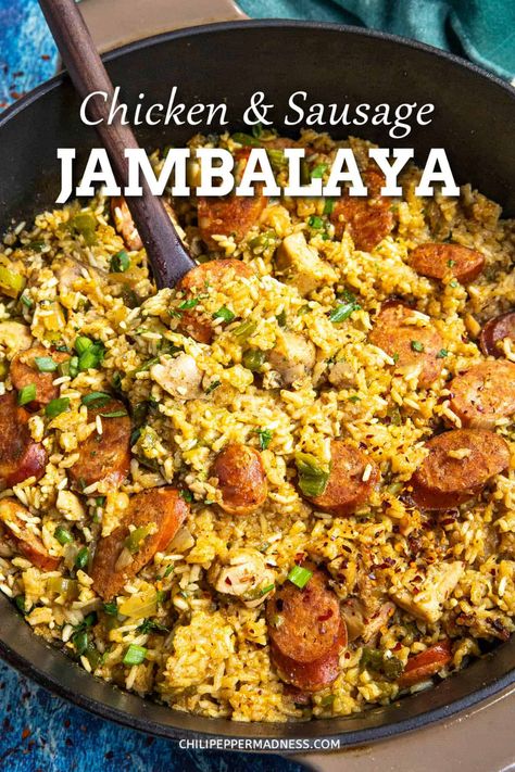 Cajun Ninja Jambalaya Recipe, Jumbulyia Recipes, Jambalaya Recipe Chicken And Sausage, Rice Jambalaya Recipe, Seafood Jambalaya Recipe, Cajun Sausage And Rice, Chicken And Sausage Jambalaya Recipe, Chicken And Smoked Sausage, Easy Jambalaya Recipe