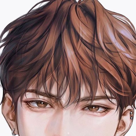 Brown Hair Guy Art, Brown Hair Drawing, Brown Hair Anime Boy, Manga Guys, Cardboard Art Sculpture, Brown Hair Boy, Brown Hair Men, Anime Men, Style Reference