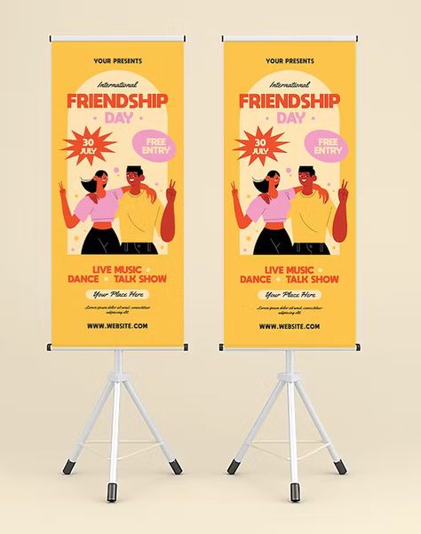 International Friendship Day Roll-Up Banner AI, EPS, PSD Vertical Banner Design Creative, Roll Banner Design, Pop Up Banner Design, Pull Up Banner Design, Rollup Banner Design, Roll Up Banner Design, Roll Banner, International Friendship Day, Background Story