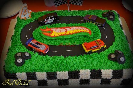 Hot wheels cake..another for Brady!                                                                                                                                                                                 More Hot Wheels Themed Birthday Party, Wheels Cake, Bolo Hot Wheels, Hot Wheels Cake, Wheel Cake, Hotwheels Birthday Party, Cars Birthday Cake, Hot Wheels Party, Hot Wheels Birthday