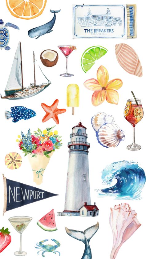 Summer Clipart Free Printable, Ipad Stickers, Seni Pastel, Beach Clipart, Summer Book, Watercolor Beach, Sorority Shirt, Future Wallpaper, Beach Illustration