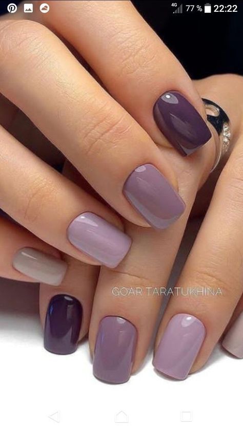 Emi Nails Design, Sophisticated Gel Nails, Shoulder Length Bobs Thick Hair, Purple Gel Nail Art, Dip Nails Different Colors, Short Nail Purple, Purple Nails For Fall, February Gel Nail Colors, Formal Nail Designs Classy