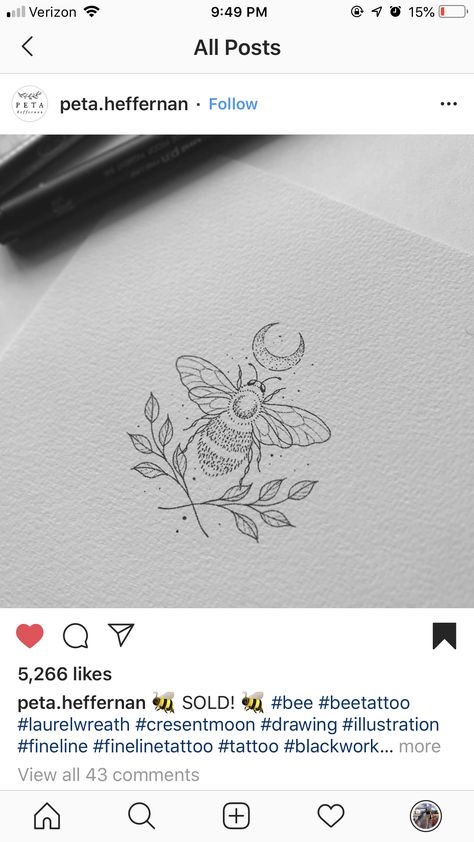 Bee With Moon Tattoo, Spiritual Bee Tattoo, Spiritual Taurus Tattoo, Celestial Bee Tattoo, Boho Bee Tattoo, Bumble Bee Tattoo Outline, Bee Shin Tattoo, Moon Bee Tattoo, Bee And Sun Tattoo