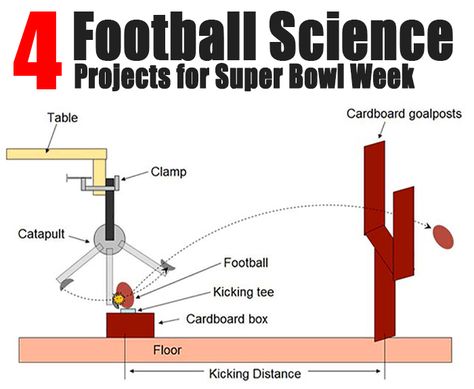 "4 Football Science Projects for Super Bowl-Sized Learning"--Pair #SuperBowl talk with #science class with these 4 football #STEM projects.   #scienceteacher #scichat #football #scienceproject   [Science Buddies, https://www.sciencebuddies.org/blog/super-bowl-football-science-projects?from=Pinterest] 7th Grade Boys, Cool Science Fair Projects, Science Electricity, Super Bowl Football, Fair Projects, Engineering Projects, Science Project, Field Goal, Science Fair Projects