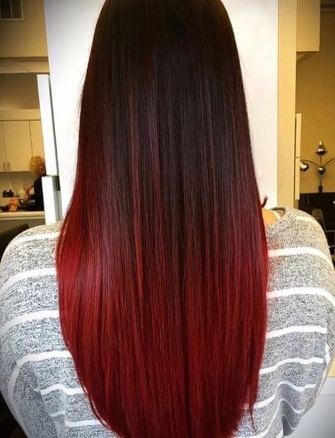 Brown Hair Ombre Red, Red Balayage Straight Hair, Straight Prom Hair, Stylish Hair Colors, Red Inspiration, Red Balayage Hair, Red Hair Inspiration, Red Ombre Hair, Filmy Vintage