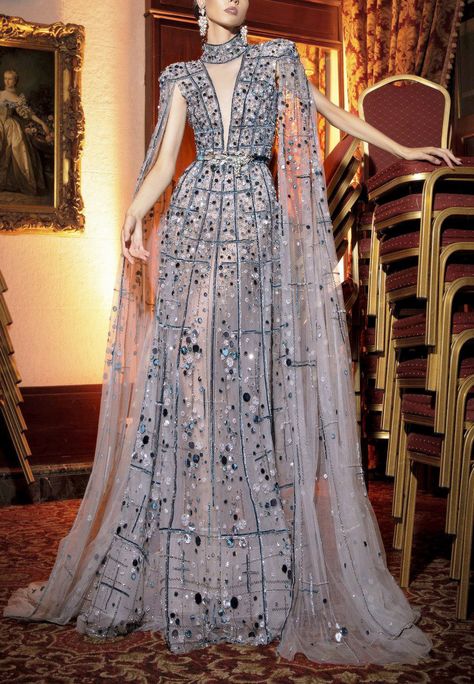 Ziad Nakad, Formal Style, Fall 2024, Couture Collection, Elegant Style, Couture, Blue, Haute Couture