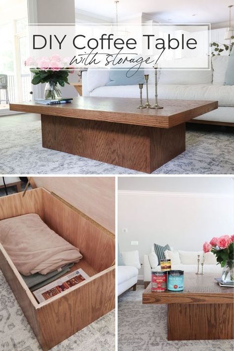 Diy Coffee Table No Tools, Lift Up Coffee Table Plans, 5 Ft Coffee Table, Diy Coffee Table Design, Diy Storage Tables Living Room, Coffee Table In Bedroom Ideas, Diy Wood Block Coffee Table, Hidden Storage Coffee Tables, Living Room Table Storage