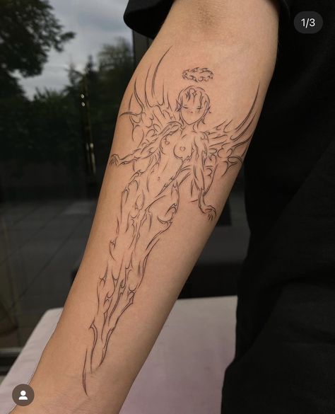 Arm Grunge Tattoo, Angel Arm Tattoo, Inner Forearm Tattoo Ideas, Techno Tattoo, Tattoos Cartoon, Tattoo Fairy, Waist Tattoos, Simple Tattoos For Guys, Sigil Tattoo