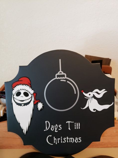 Nightmare Before Christmas Countdown Clock, Nightmare Before Christmas Signs Diy, Days Till Christmas Sign Diy, Jack Skellington Wood Sign, Days Until Christmas Sign Diy, Days Till Christmas Sign, Nightmare Before Christmas Sign, Days Till Christmas Countdown, Circular Door