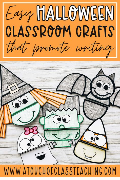 These easy Halloween classroom crafts are perfect to use alongside Halloween writing prompts! Each craft includes space to write, and can be used to make an adorable (and student made) Halloween bulletin board. Halloween Classroom Crafts, Halloween Writing Activities, Halloween Writing Prompts, Thanksgiving Bulletin Boards, Classroom Halloween Party, Halloween Bulletin Boards, Halloween Writing, Writing Template, Hallowen Ideas