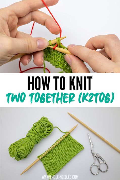 K2tog How To, Decrease Knitting Stitches, Knitting Beginners, Knit Stitches For Beginners, Unique Sewing Patterns, Intermediate Knitting Patterns, Knitting 101, Advanced Knitting, Knitting Hacks