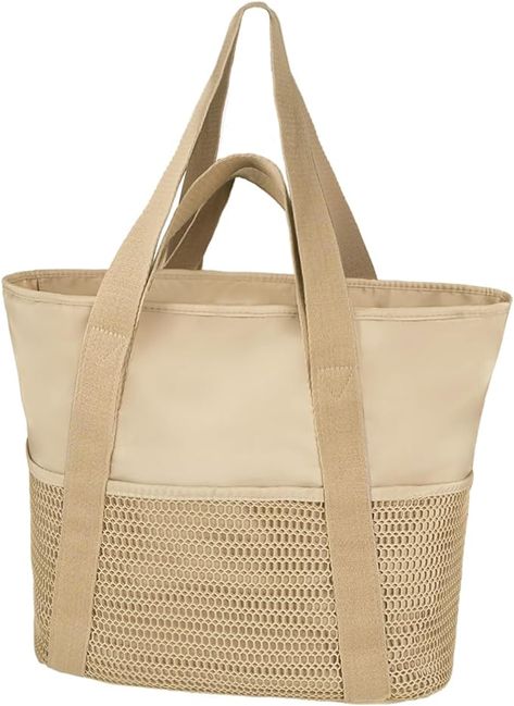 Large size - beach bag with 8 pockets: This beach bag has a size of 15 * 1 * 7.5 inches and can carry a weight of 50 pounds. It can easily hold essential beach items and is very suitable for single or double travel; It has a waterproof large pocket, a small inner pocket, and 6 mesh side pockets, with multiple layers of pockets suitable for storing various items. Waterproof Beach Bag, Waterproof Tote, Pool Bags, Beach Essentials, Beach Tote Bags, Beach Tote, Outdoor Accessories, Beach Bag, Handbag Accessories