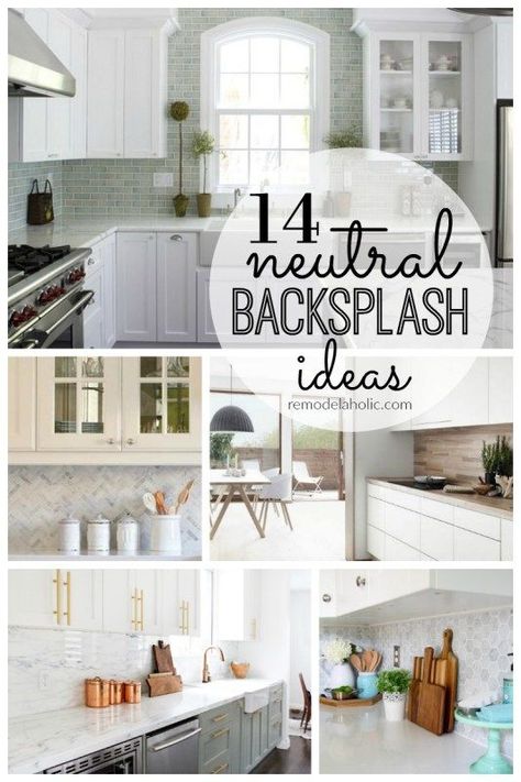 14 Neutral Backsplashes: My Monochromatic Tour of Yin and Yang #kitchendesign #kitchenremodel #tiles #remodelaholic #backsplash Backsplash Herringbone, Neutral Backsplash, Backsplash Patterns, Farmhouse Backsplash, Unique Backsplash, Beadboard Backsplash, Cottage Style Kitchen, Cream Kitchen, Metallic Backsplash