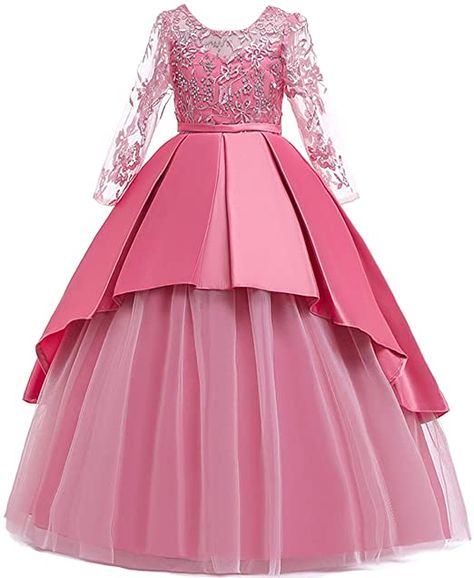 Western Style Wedding Dress, Wedding Dresses For Kids, Vestidos Color Rosa, Pink Wedding Dresses, Flower Girl Dress Lace, Girls Christmas Dresses, Wedding Dresses For Girls, Evening Dresses For Weddings, Party Gown