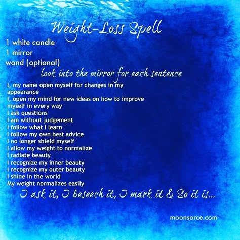 Weight loss spell Spell Book Tattoo, Witchcraft Notes, Beauty Spell, Witchcraft Spells For Beginners, Beauty Spells, Spells For Beginners, Witch Rituals, Easy Spells, Wiccan Magic