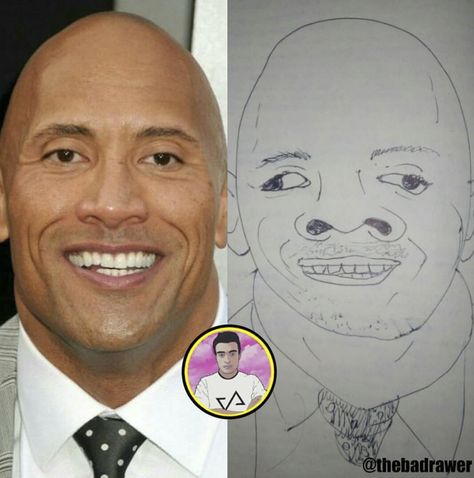 Dwayne Johnson Drawings Of Celebrities, Celebrity Portraits Drawing, Jordyn Woods, Celebrity Drawings, John Travolta, Funny Drawings, Celebrity Portraits, Dwayne Johnson, Portrait Artist