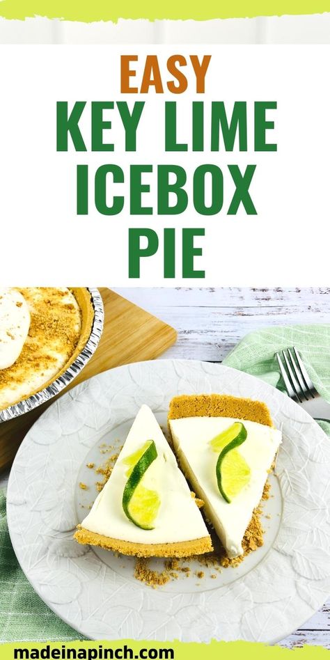 Frozen Key Lime Icebox Pie is super easy to make (no baking required!). Plus, it's a sweet and tangy cold summertime treat that will leave everyone asking for more! No Bake Key Lime Pie is a graham cracker crust filled with smooth and creamy key lime pie filling and frozen. Top it with whipped cream and take it to your next potluck or cookout! #pie #recipe Lime Icebox Pie, Limeade Pie, Key Lime Pie Filling, Key Lime Pie Recipe No Bake, Creamy Key Lime Pie, No Bake Key Lime Pie, Cool Whip Pies, Frozen Key Lime Pie, No Bake Key Lime