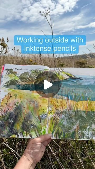 Debbie Mackinnon on Instagram: "I always look for ways to speed up my plein air work. You’ve often seen me use inktense pencils made by Derwent. Just love the vibrancy of inky colour that I can get when I add a bit of water. And I can make lots of interesting bold marks with no brush! Really helps as it means I can do more and yet I have to carry less on my plein air adventures. 
Walking the Devon Coastal Path today which was wonderful. 

 I love the range of vibrant inktense colours. 
Many thanks to @derwentartau 
#yesderwent" Inktense Pencils Tutorials, Inktense Pencils, Derwent Inktense, Do More, Speed Up, Devon, Plein Air, Walking, Pencil