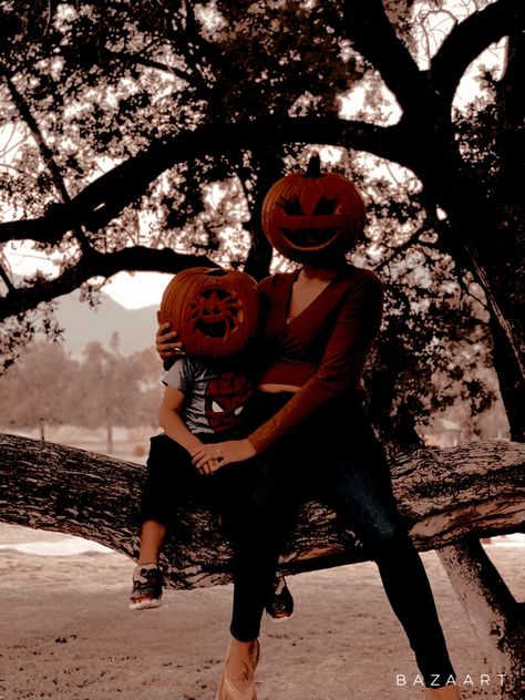 Family Pumpkin Costumes, Lantern Photoshoot, Mother Son Halloween Costumes, Witchy Shoot, Pumpkinhead Photoshoot, Pumpkin Pics, Pumpkin Challenge, Diy Pumpkin Carving, Head Photoshoot