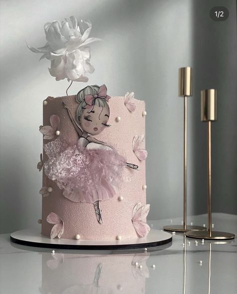 Ballerina Birthday Cake, Disney Themed Cakes, Ballet Cakes, Cake Designs For Kids, Flamingo Cake, Ballerina Cakes, Buttercream Cake Decorating, Beautiful Cake Designs