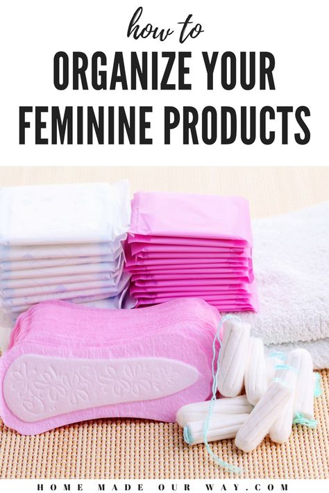 Learn to Organize Your Feminine Products | tampons | pads | storage | bathroom organization | creative storage | feminine products | menstrual cup | period panties | sea sponge tampon | decorative box | dividers | storage solutions | containers | bins | shelving | #organize #feminine #products Pads Storage Bathroom, Pads Storage, Feminine Products, Sea Sponge, Storage Bathroom, Period Panties, Menstrual Cup, Kitchen Cleaning Hacks, Creative Storage