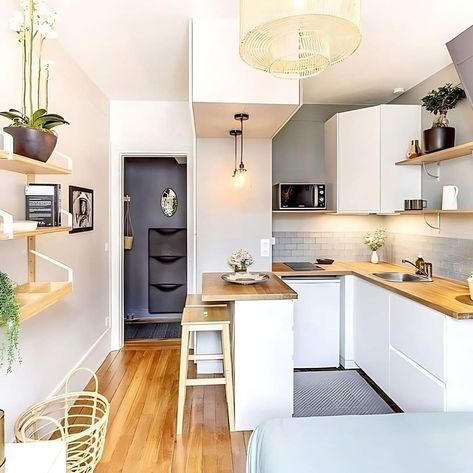 Small Kitchen Design Apartment, Small Kitchen Decoration, Small Apartment Kitchen, Kabinet Dapur, Kitchen Decor Apartment, Small Kitchen Decor, Apartment Budget, Small Apartment Decorating, Apartment Kitchen