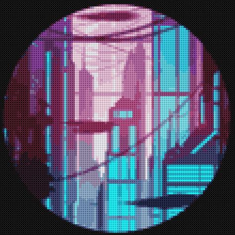 Neon Cross Stitch, Cyberpunk Cross Stitch, Vaporwave Cross Stitch, Sci Fi Cross Stitch, Neon Cross Stitch Pattern, Trippy Cross Stitch, Galaxy Alpha Pattern, Cross Stitch Tutorial, Cross Stitch Landscape